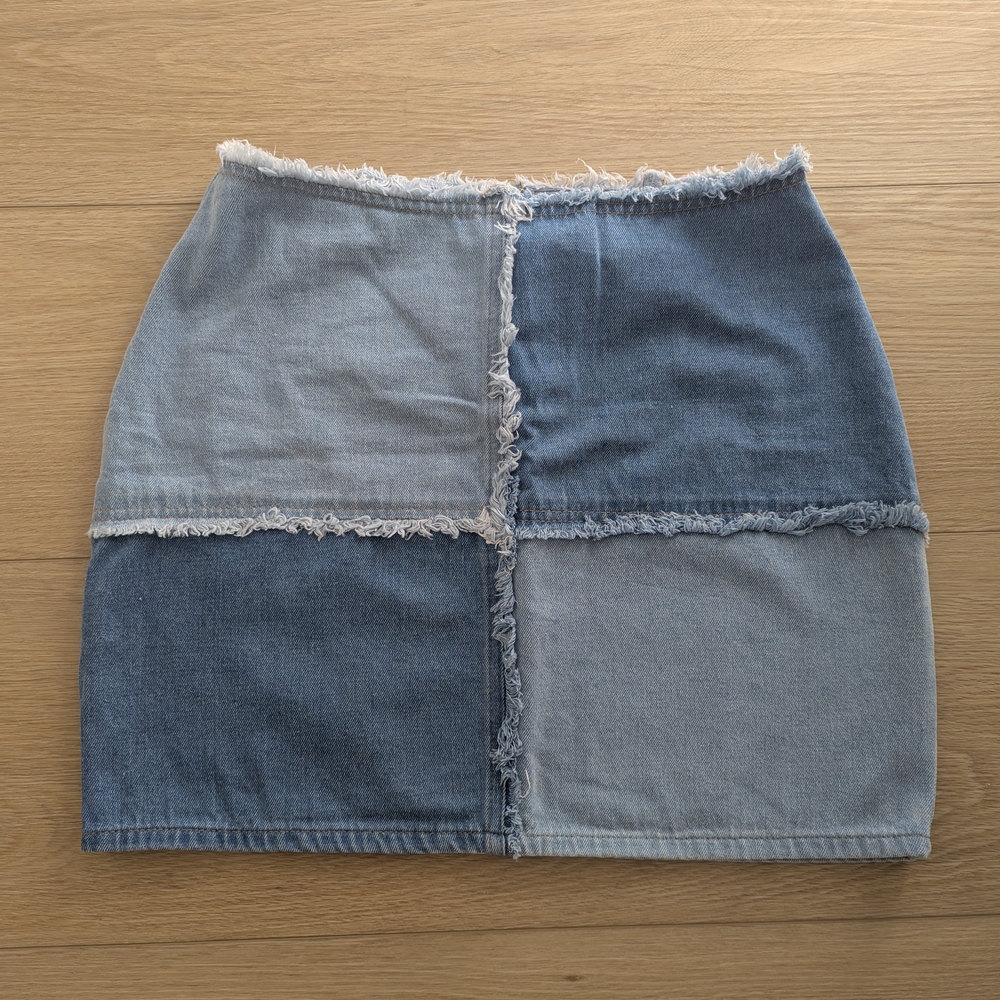 Patchwork Denim Skirt